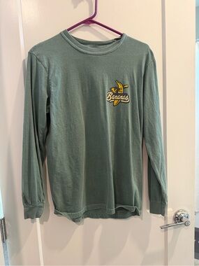 Comfort Colors Long Sleeve Tee with Yellow Banana Ball logo - Green
